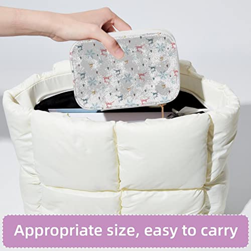 Boîte à bijoux élan de Noël compacte et protectrice, support rigide zippé pour vos colliers