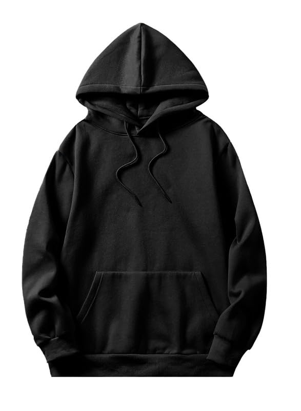 JMIERR Herren Hoodies mit Taschen Freizeit Kordelzug Pullovers Männer Lange Ärmel Kordelzug Sweatshirts Fashion Baumwolle Kapuzenpullover Schwarz L