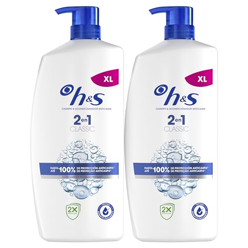 H&S Classic Champú Y Acondicionador Anticaspa 2en1 2X800ml, Con Dispensador. Hasta 100% De Protección Anticaspa. Para Todo Tipo De Pelo Y Cuero Cabelludo. Uso Diario. Limpieza Profunda