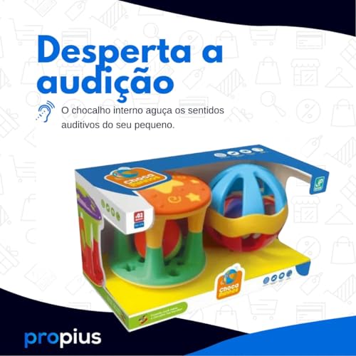Conjunto Com Torre e Bola Chocalho Crianças Brinquedo Bebê Educativo Diversão Presente Jogo Kit Infa