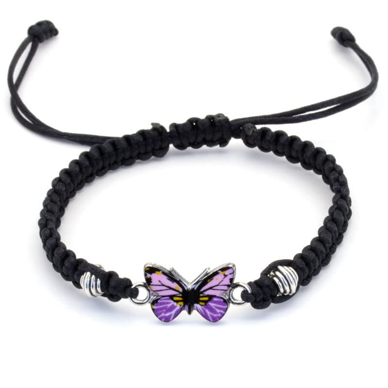 Image of COLORFUL BLING Butterfly Charm Bracelets Adjustable Hand Woven String Bracelets BFF Gift for Women