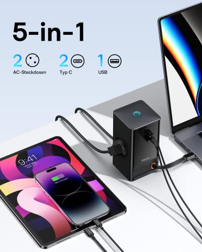 USB Steckdosenadapter Baseus USB C Ladegerät 65W GaN III