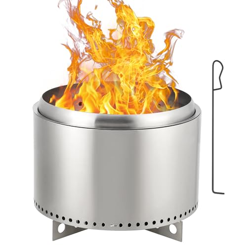 20 Inch Smokeless Fire Pit, Portable Outdoor Fire Pit with Removable Stand and Ash Pan, Perfect for 4-6 People Bonfire, Camping, Picnic, Family Gatherings for Garden