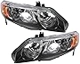 Headlights Headlamps Left & Right Pair Set for 06-08 Honda Civic 4 Door Sedan