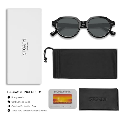 Image of STGATN Retro-Inspired Polygon Men's Sunglasses - Vintage Frame, Polarized UV Protection ST3534