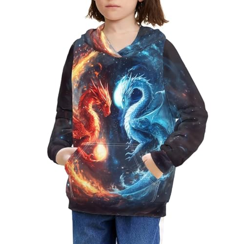 Image of WELLFLYHOM Boys Hooded Sweatshirts Hoodie Pullover Cool Graphic Crewneck Blouses Size 6-16