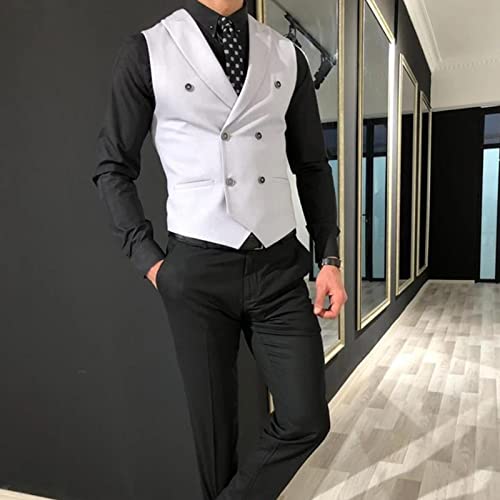 Groomsmen Double Breasted Lapel Dress Vest Men's Formal Casual Suit Tank Top for Tuxedo Blazer for Graduation XS-3XL2