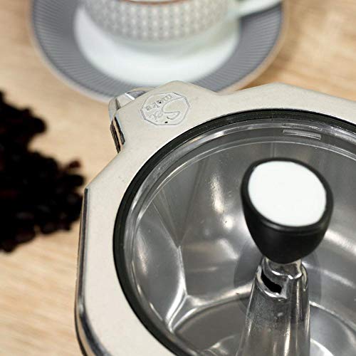 CAFETEIRA ITALIANA TAMPA DE VIDRO 6CUP PRATA/PRETO