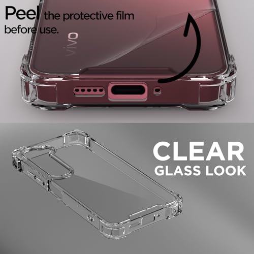Image of Amazon Basics Back Cover for Vivo Y31 5G PC + TPU Clear Transparent Raised Edges Shockproof Protective Phone Bumper Case (Transparent)