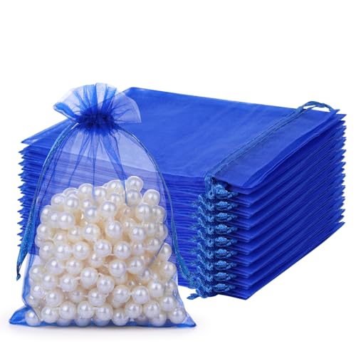 Image of Hopttreely 100pcs Organza Bags with Drawstring, 4 x 4.72 inch Little Mesh Gift Pouches Mini Candy Bags for Small Presents Jewelry Earrings