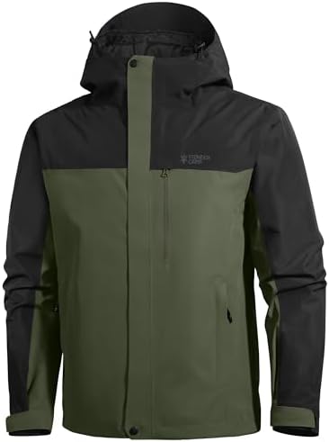 Pioneer Camp Herren Regenjacke Wasserdicht Atmungsaktiv Outdoor Jacke Mit Kapuze 4 Taschen