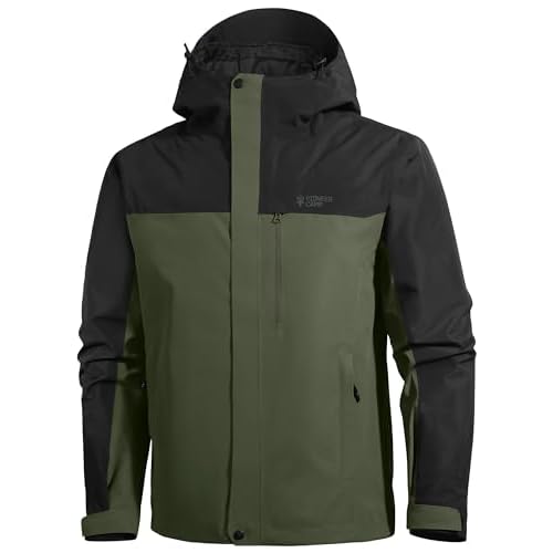 Pioneer Camp Herren Regenjacke Wasserdicht Atmungsaktiv Outdoor Jacke Mit Kapuze 4 Taschen