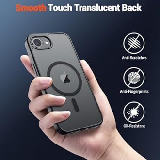 SUPFINE Magnetic for iPhone 16e Case (Compatible with MagSafe)(Military Grade Drop Protection) Slim Translucent Matte Shockproof with Anti-Fingerprint Phone Cover 2025,Black