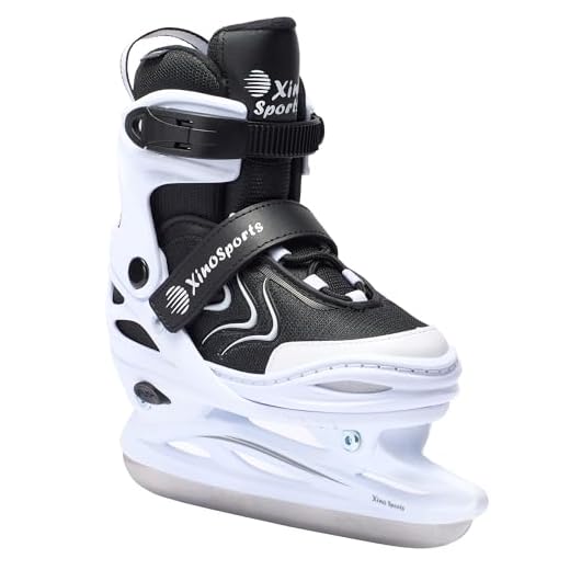 Xino Sports Adjustable Ice Skates - Soft Padding, Reinforced Ankle Support, Comfortable Fit for Boys and Girls, Perfect for Indoor and Outdoor Skating (Black, Small Toddler 10J-13J)