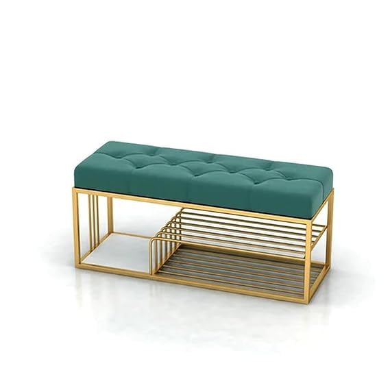 Ottoman, Sofa, Footstool, Bed End Table, Settee, with Storage for Living Area and Bedroom (Pink) (Green)-picture-23
