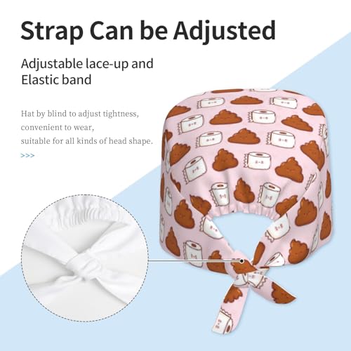 Image of Working Cap Scrub Cap with Sweatband Adjustable Unisex Women Tie Back Hat Nurse Surgical Caps