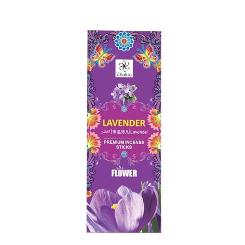 Chakra Lavender Incense Sticks – Pack of 6 (120 Sticks Total) | Natural Hand-Rolled Aromatherapy Sticks for Relaxation, Meditation & Air Purifying