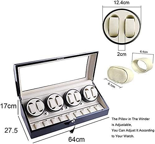 Watch Shaker 8 + 9 Automatic Rotating Black Wooden Leather Watch Winder Storage Display Box.