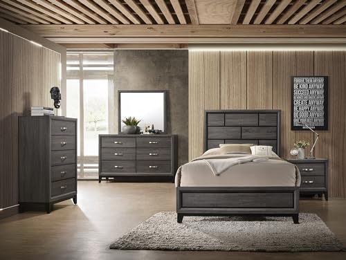Painel King Size com acabamento cinza cotemporário, cama discreta, design geométrico, móveis de made