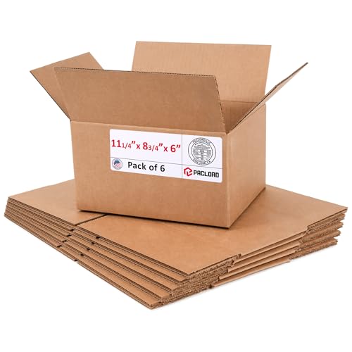 Image of Medium Cardboard Boxes 11 1 /4 inchL x 8 3 /4 inchW x 6 inchH (Pack of 6) - USA-Made Packing Boxes for Moving, Shipping, or Storage - USPS, UPS, FedEx Approved - Professional Packing Supplies for Moving