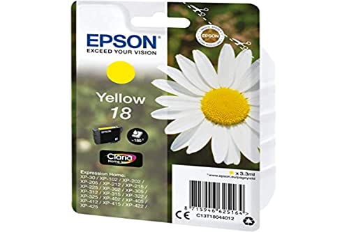Epson 18 Pâquerette Jaune, Cartouche d'encre d'origine, XP-30 XP-102 XP-202 XP-205 XP-212 XP-215 XP-225 XP-302 XP-305 XP-312 XP-315 XP-322 XP-325 XP-402...