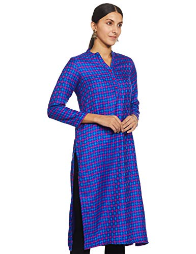 Image of Indigo by Clarks Women's Acrylic Straight Winter Kurta (WK-104 Blue Medium)