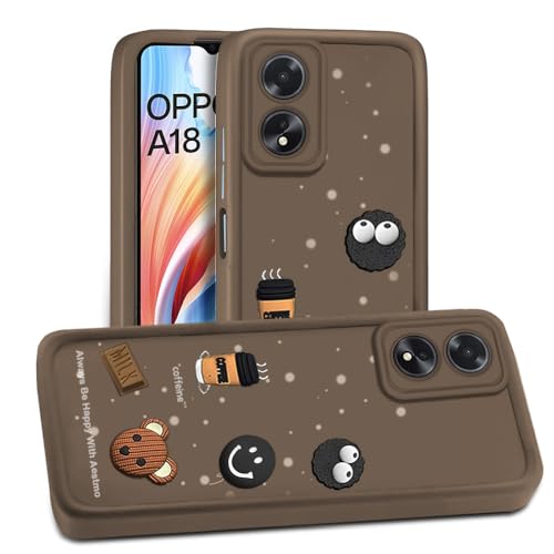Image of AESTMO Back Case Cover for Oppo A18 / A38 Cover | Cute Fun Cartoon 3D Ball | Coffee Silicone Case | Full Body Protection | Camera Protection Back Cover for Oppo A18 / A38 (Brown)