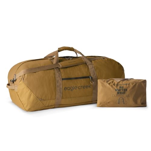 Eagle Creek No Matter What Duffel Bag - Eco Friendly Duffel for Sustainable Travel - Adjustable Shoulder Strap - Multiple Carry Options - Easy to Store - Safari Brown - 110L3