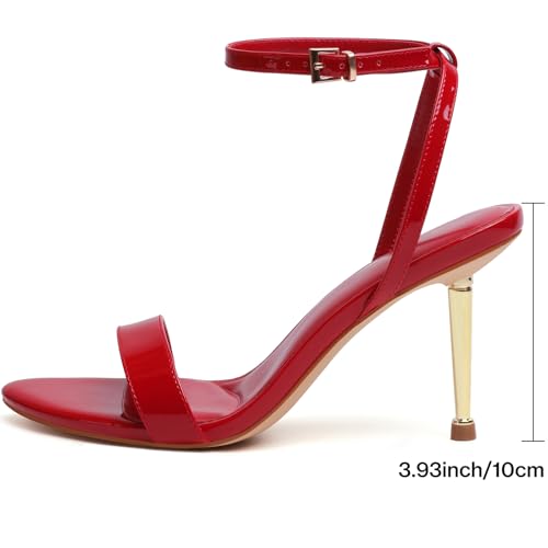 Image of Mostrin Strappy Heels for Women Ankle Strap Heels Women's Heeled Sandals for Party Prom Wedding