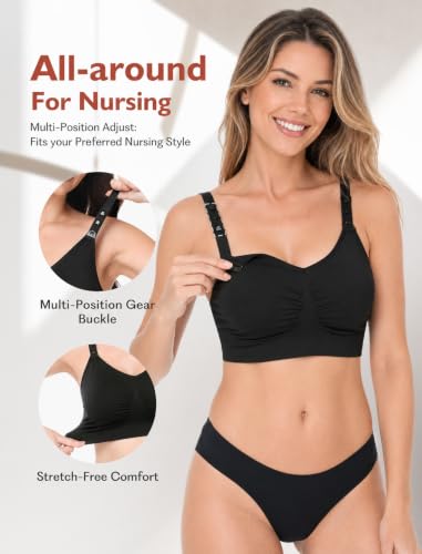 Image of HOFISH 3PACK Full Bust Seamless Nursing Maternity Bras Bralette S-XXL with Extra Bra Extenders & Clips