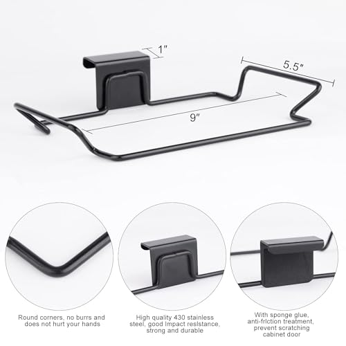 Image of KolorFish Stainless Steel Trash Bag Holder for Kitchen Cabinets Doors and Cupboards, Under Sink Bag Holder, Garbage Bag Rack (Black)