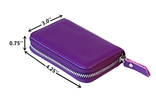 KALMORE Women's Leather RFID Zipper Card Wallet Small Purse with Id Window4