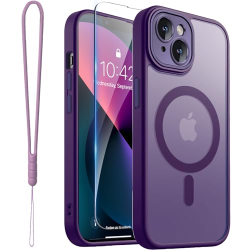 ROYBENS for iPhone 13 Matte Clear Case Compatible with Magsafe, Purple
