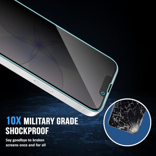 Image of ArmourPro Privacy Tempered Glass for iPhone 17e, 16E, 14 and iPhone 13, Anti Spy Anti Peeping Screen Protector, Edge-to-Edge Full Coverage, 9H Hardness with Cable Protector | Black