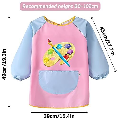 LECTNORE Kids Painting Apron Waterproof Painting Apron Long Sleeve for Kids Children's Art Smock with Pockets for Painting Cooking Eating(Style 3) - Image 3