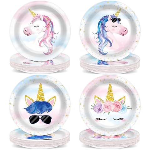 48PCS Unicorn Birthday Party Plates Set Cover