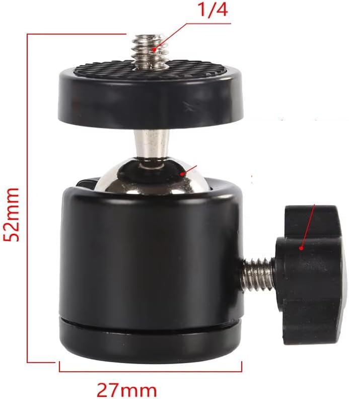 Miniatura 2 de Paquete de 3 mini cabeza esférica de 14 pulgadas con tornillo giratorio para trípode de 360 grados, adaptador de base giratoria de 360 grados,