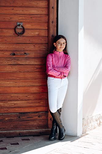 HORZE Rover Kids' Tall Field Boots, Starter Horse Riding Boots with Stretchy Easy-Fit Synthetic Leather and Rear Zipper | Size Chart in Images - Black - 32