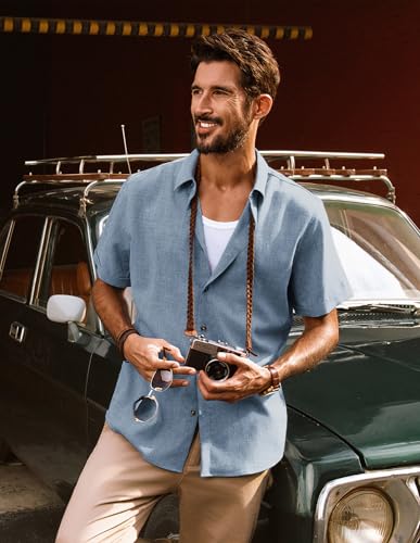 PJ PAUL JONES Mens Casual Shirts Short Sleeve Button Down Shirt Lightweight Summer Shirts2