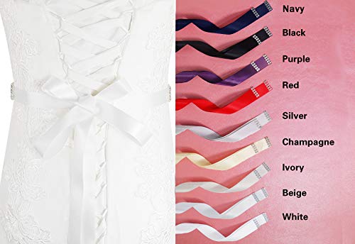 Lovful Bridal Crystal Rhinestone Braided Wedding Dress Sash Belt,Beige Sash,One Size #TOP1