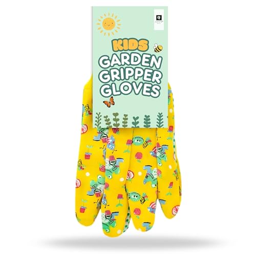 AKH Kids Garden Gripper Gloves | Durable Gardening Gloves for Children | 3 Years + | Comfortable Fit for Small Hands | Perfect for Planting Outdoor Play & Gardening Activities (Yellow)