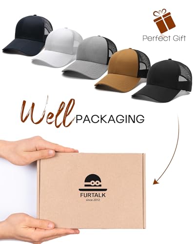 FURTALK Unisex Trucker Cap Basecap Herren und Damen aus Netzstoff Verstellbare Baseball Cap Grau