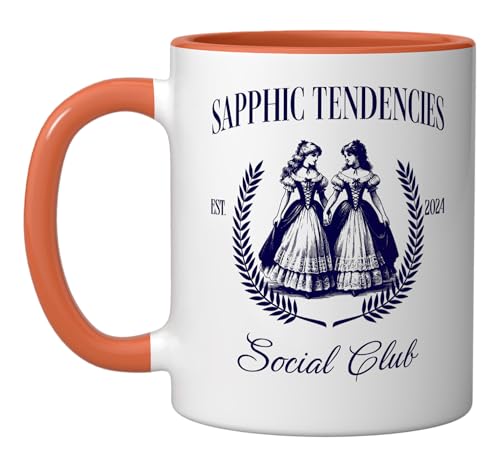 Taza de cerámica naranja/blanca 11 oz miniatura 1