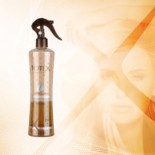 Après-shampooing sans rinçage Totex lot de 2 sprays biphasés 400ml à l'argan avec styler