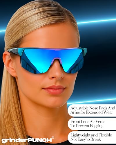 Image of grinderPUNCH Running Baseball Sunglasses for Men Women Sports Cycling Glasses Softball Sunglasses UV400 Protection