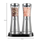 TOMEEM Electric Salt and Pepper Grinder Set with Storage Base, Stainless Steel Rechargeable Salt and Pepper Grinder Set, 4.5oz Large Capacity, 1.8" Wide Mouth, Adjustable Coarseness, Ideal for Kitchen - Image 10