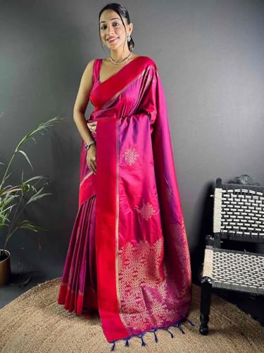 Image of SGF11 Women's Kanjivaram Pure Soft Silk Saree With Unstiched Blouse Piece