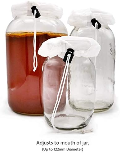 Kombucha Covers 3-Pack Premium Quality Breathable Fermentation Lid Bowl Cover for Brewing Kombucha -Can Fit on Jar Mouths up to 120mm Wide - Drawstring Closure - Great For Sourdough Starters
