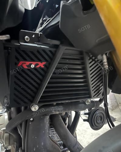 Image of SGTB Bike Apache RTX 300 Radiator Guard Heavy Metal Grille Motorcycle Radiator Protector Rust Resistant with Red Logo