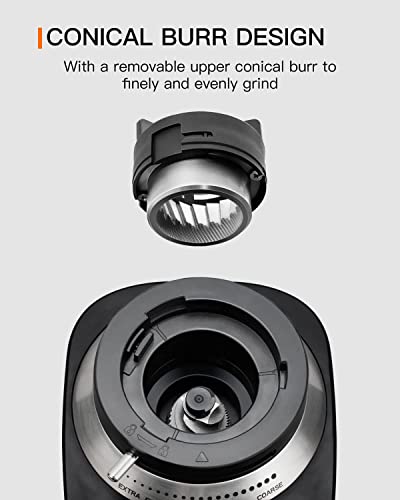 Electric Conical Burr Coffee Grinder, Adjustable Burr Mill With 19 Precise Grind Setting, Stainless Steel Coffee Grinder Electric For Drip, Percolator, French Press, Espresso And Turkish Coffee Makers #TOP2